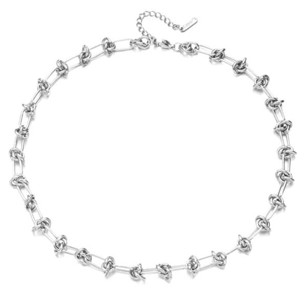 SILVER PAPER CLIP CHOKER NECKLACE - Picture 3 of 3